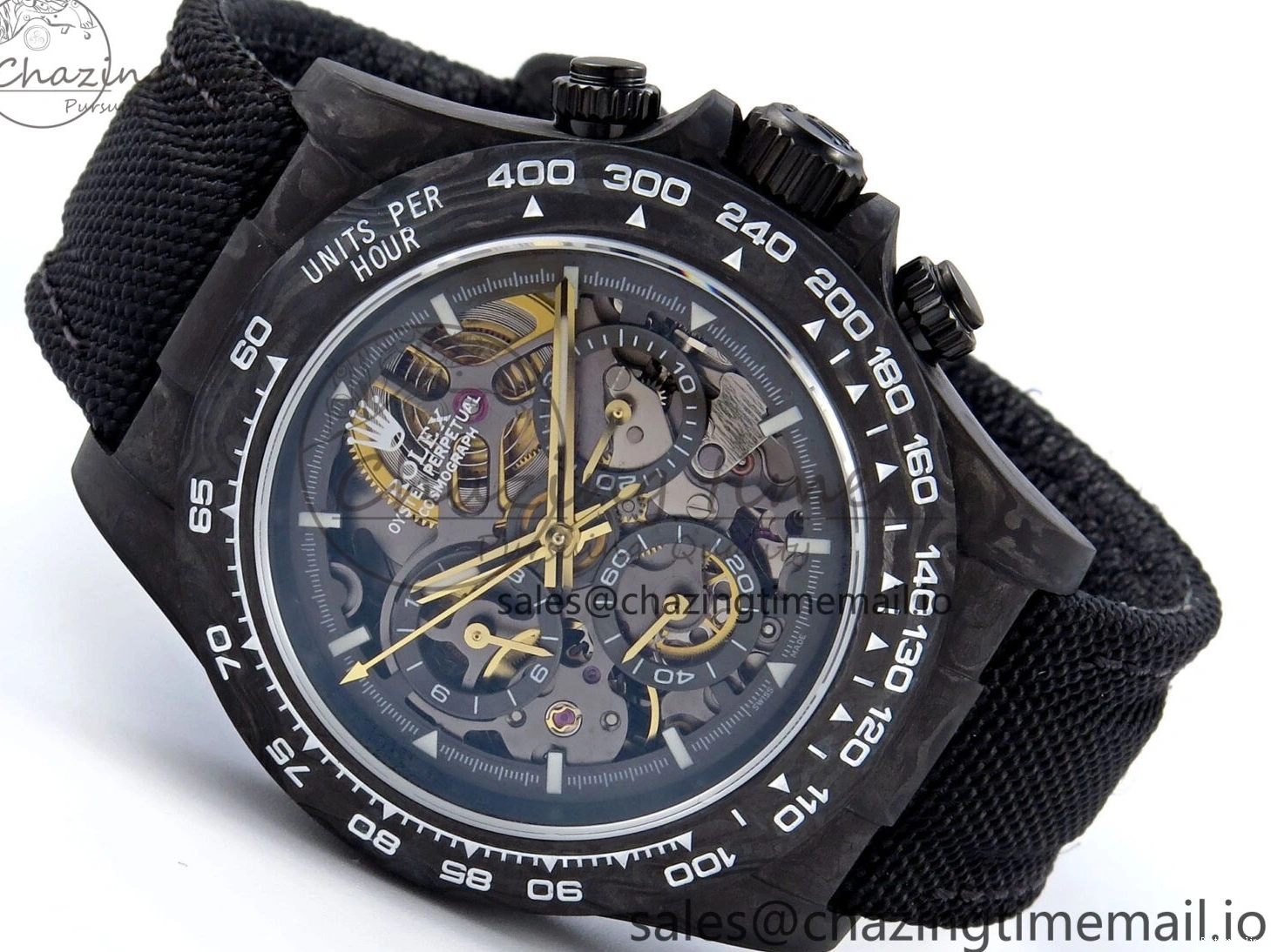 0119 Bright Daytona Diw 40mm N6F 1:1 Best Edition Gray Skeleton Dial Black Nylon Strap DD 892